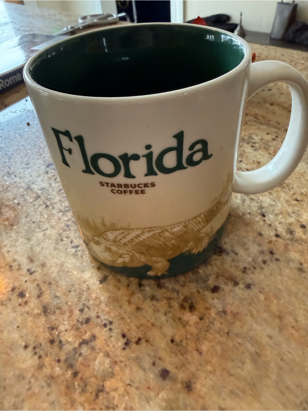 Starbucks White Mug with Green Interior and Florida Design